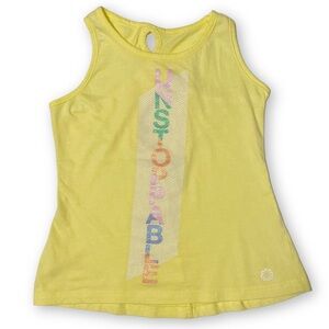 PRO PLAYER Girls 7/8 Yellow Unstoppable Graphic Criss Cross Back Tank Top